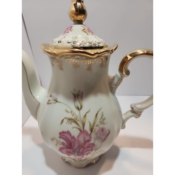 Vtg Mitterteich Bavaria Tea Set 1930's - 1940's Pink Floral w/ Gold Details Trim - Picture 12 of 16